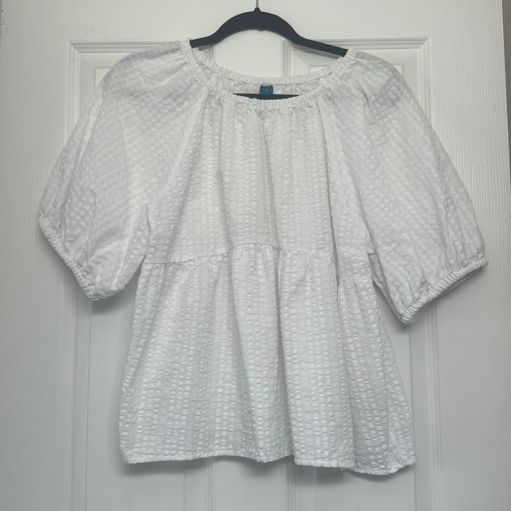 Old Navy Women’s White Blouse with Puffy Sleeves